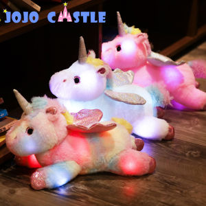 JOJO CASTLE 38CM LED Unicorn Plush Toys Plush Light Up Toys Stuffed Animals Cute Horse Toy Soft Doll Kids Toys Xmas Birthday Gifts