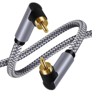 1/2/5m Digital Coaxial Audios Cable Nylon Braided Cable 90 Degree Right Angle Male to Male Cable for Home Theater