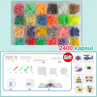 [PH Stock&COD] DIY Magic Water Beads Aquabeads Crystal Sticky Set 4400PCS 24 Colors Plastic & Alloy Educational Toy for Kids 36 Months+