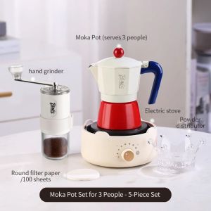 Bincoo Moka Pot Set with Stove Home Single Valve Espresso Pot Small Mini Coffee Pot Set