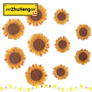 zhuheng 5 miếng thêu hoa hướng dương/sắt trên miếng đính quần áo thủ công tự làm