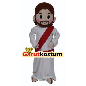 Kostum maskot badut karakter selendang merah setelan fashion karnaval