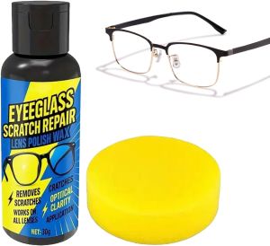 Glasses Scratch RepairEyeglass Windshield CleanersScreen Glass Cleaning Tool for Glass Car Windshield(30g+Sponge)