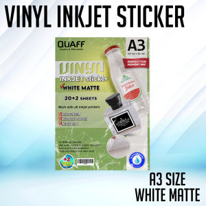 PrinTEE - QUAFF A3 Vinyl Sticker Paper Inkjet Printable | Waterproof (White Glossy/White Matte/Semi-Clear)