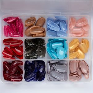 288pcs Short Oval 12 Colors Mixed Solid Color Nail Art Tips Set