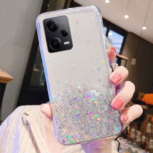 Case For Redmi Note 12 Pro Plus 5G 4G 2023 Note12 Note12Pro 12Pro Xiaomi Starry Sky Silver Foil Glitter Epoxy Bling Soft TPU Transparent Phone Casing Back Cover Shockproof Bumper