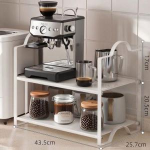 ✳️TSG65✳️ Pure White Carbon Steel Coffee Machine Stand Coffee Machine Holder Perfume Stand Perfume Holder Kitchen Rack Kitchen Shelf Mini Oven Stand Oven Holder Oven Rack Makeup Rack Desktop Rack Under Sink Rack Cabinet Tiered Shelves