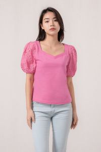 RIMINI - Atasan Cewe Kaos Casual Lengan Pendek Broklat Jumbo - Ataya Puff Top 85552-1