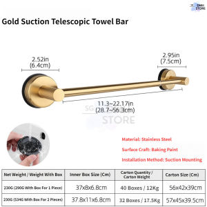 SG Stock Light Luxury Brushed Gold Towel Holder Wall Mount Single Rod Towel Rack For Bathroom Kitchen Hand Towel Storage