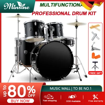 Minsine drum set for adult 5-Pcs Drumset suitable for adults beginners self-starting jazz drums 5 people 2 drums cymbals Set Professional Play Practice with free professional chair