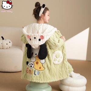 Christmas gifts Halloween Anime Sanrio Childrens Pajamas Cinnamoroll Pochacco Kuromi Thicken Winter Hooded Girls Coat Parent-Child Casual Sweet Homewear