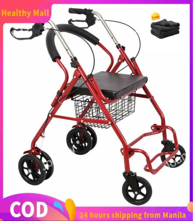 elderly%20leisure%20four-wheel%20shopping%20cart%20with%20chair%20walker%20Elderly%20walker%20trolley%20can%20push%20and%20sit%20shopping%20cart%20-%20Image%202