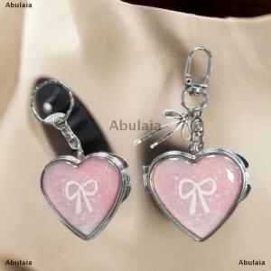 [COD] Abulaia Y2K Trendy Heart Folding Mirror Keychain Sweet Cool Metal Keyring Makeup Mini Mirror Fashion Bag Pendant Girly Gifts