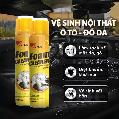 Chai Xịt Vệ Sinh Nội Thất Ô Tô 650ml Làm Sạch Nội Thất Và Khử Mùi Ô Tô - Vệ Sinh Sofa Và Đồ Da