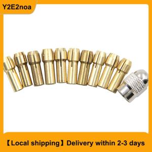 【Local shipping】 11PCS lot Mini Drill Brass Collet Chuck for Rotary Tool 0.5-3.2mm Brass and Nut for Dremel Accessories Set