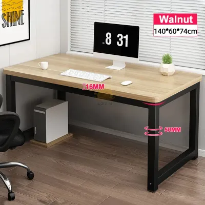 upsen Wooden Durable Computer Desk Laptop Table for Home Office Working Study Desk Table Solid Wood + Stainless Steel (Three models: 80cm / 100cm / 120cm/140cm in length) 1.6CM thick