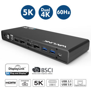 Wavlink USB C 5k Laptop Universal Docking Station Ultra HD Dual 4K Monitor Expansion Tepy-C to HDMI and Display Gigabit Ethernet Type C USB 3.0 Audio Microphone Multiport Splitter Using Windows Mac OS PC Laptop Converter