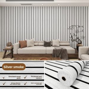 FEELDG Linear Wood Pattern 3D Foam Ceiling 0.6x3m Self-adhesive Wall Stickers  Waterproof Background Wallpaper