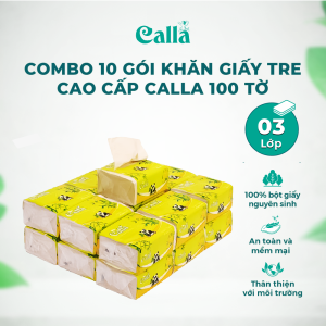 Combo 10 gói Giấy rút Tre Calla 65 tờ 4 lớp mềm mịn không tẩy trắng nguyên liệu Indonesia