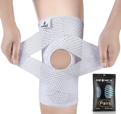 NEENCA 2 Pack Professional Knee Brace with Side Stabilizers Medical Knee Support with Mesh Weave Tech Knee Wrap with Ultra-Soft Bandage for Knee Pain Arthritis Injuries Relief Running Workout Sports