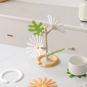 Daisy Silicone Insulation Mat Dining Mat Cup Mat Anti Slip and High Temperature Resistant Household Pot Mat Living Room Desktop Decoration