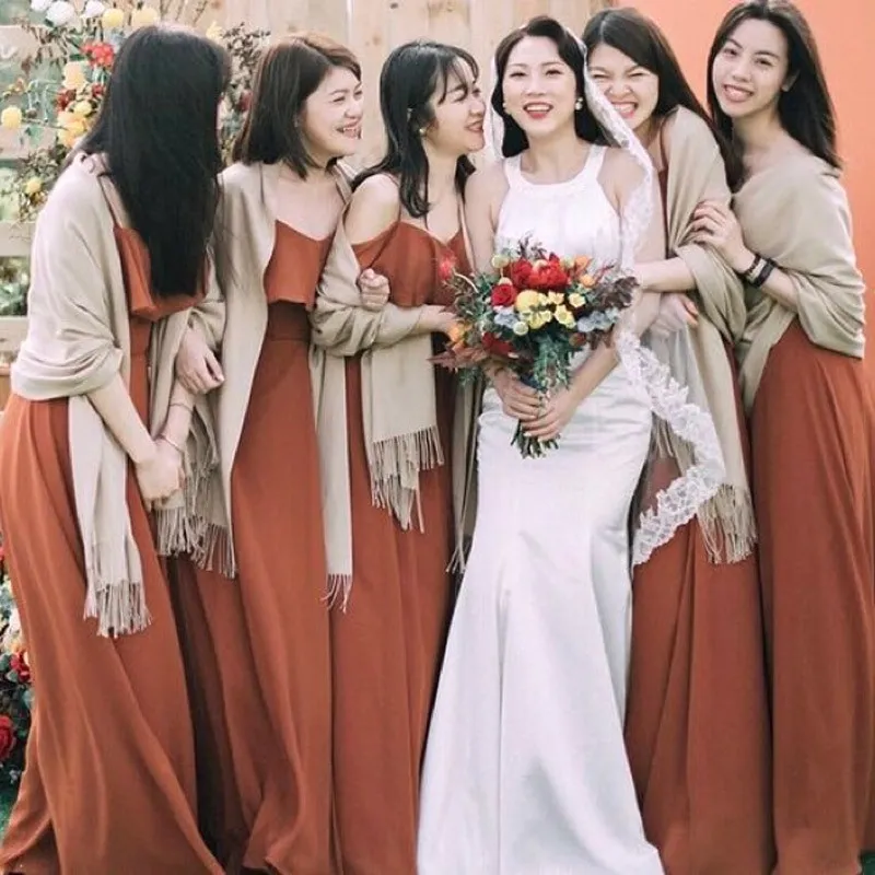 ❤Pang DuDu❤ Elegant Dress For Night Party Burnt Orange Chiffon