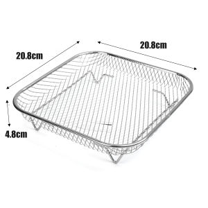 【On Sale】Round Square Air Fryer Rack With Legs Stackable Grid Grilling Rack Stainless Steel For Home Kitchen Oven Steamer
