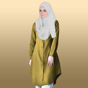 Plain Murah Blouse Como Crepe Women Top Button Baju Wudhu Friendly READY STOCK - Era Tarah