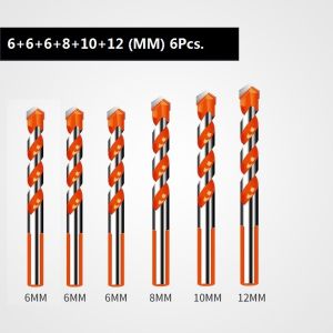 6PCS Ceramic Tile Drill Bits Masonry Drill Bits Set For Glass Brick Concrete Wood Tungsten Carbide