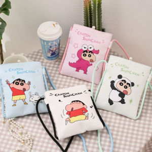 XSDDSF ผ้าใบแคนวาส กระเป๋าใส่เหรียญเครยอนชินจัง การ์ตูนลายการ์ตูน อะนิเมะ กระเป๋าลิปสติกแบบพกพา แฟชั่นสำหรับผู้หญิง ครอสบอดี้ กระเป๋าใส่โทรศัพท์มือถือคาวาอี้ สาวๆ