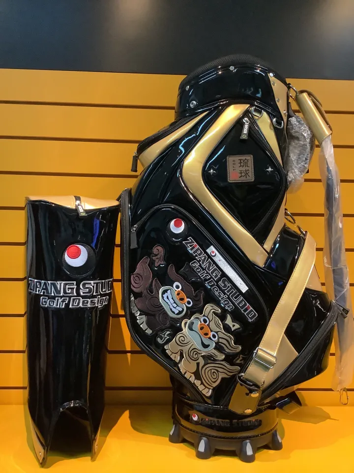 ถุงกอล์ฟ ZIPANG STUDIO Golf caddy bag Shisa & Hibiscus Black