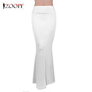 ZOOPF Women Bodycon Skirts Candy Color Slim Fit High Waist Pencil Midi Female Long Casual Skirt