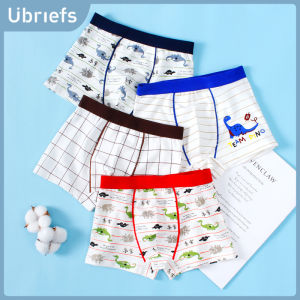 KUCHAR 4pcs Baby Boy Underwear Cartoon Dinosaur Underpants Childrens Short Pants Panties for Boys Toddler Boxers Men Cotton Boxer Shorts for Teens 2 3 4 5 6 7 8 9 10 11 12 13 14 Years