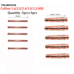 15Pcs เครื่องมือเชื่อมอุปกรณ์เสริม TIG Inverter อุปกรณ์เชื่อมดีซีเครื่องเชื่อมอุปกรณ์1.6มม./2.0มม./2.4มม./3.0มม./3.2มม.TIG ทังสเตน Collet