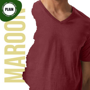 TSV PLAIN Mens Short Sleeve Solid Color V-Neck T-Shirt / Comfy Casual tshirt / Vneck tshirt / Comfortable and Relaxable