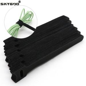 2026 Releasable Cable Ties Wire Organizer Black 15 20 25 30cm Nylon Hook Loop Straps Wrap Zip Bundle Bandage Tie Plastics Fastening