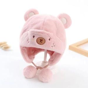 Baby Soft Plush Warm Hat Fur Breathable Warmer Beanie Cap Windproof Soft Skin Friendly Cold Warm Protection Outdoor Thick Ear Protection Bonnet