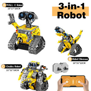 【Ready Stock】3-in-1 robot toy Wall e robot Remote & app controlled creator Rotating rollers Tracked drive design