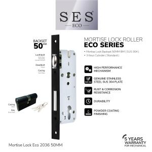 Body Kunci Pintu - Mortise Lock SES ECO Roller E2036 - 50mm BM