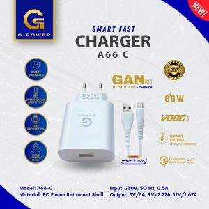 G-Power Charger Set Type C A66 - Fast Charging 66W Max Super VOC Quick Charger 3A