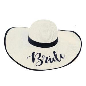 Stylish Bridal Shower Straw Hat with Adjustable Strap And Popular Black Edging Wide Brims Sun Hat for Party Gathering