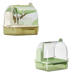 Clear Hanging Bird Bath Automatic Water Circulations Bath Shower Bathtubs Box for Bird Supply
