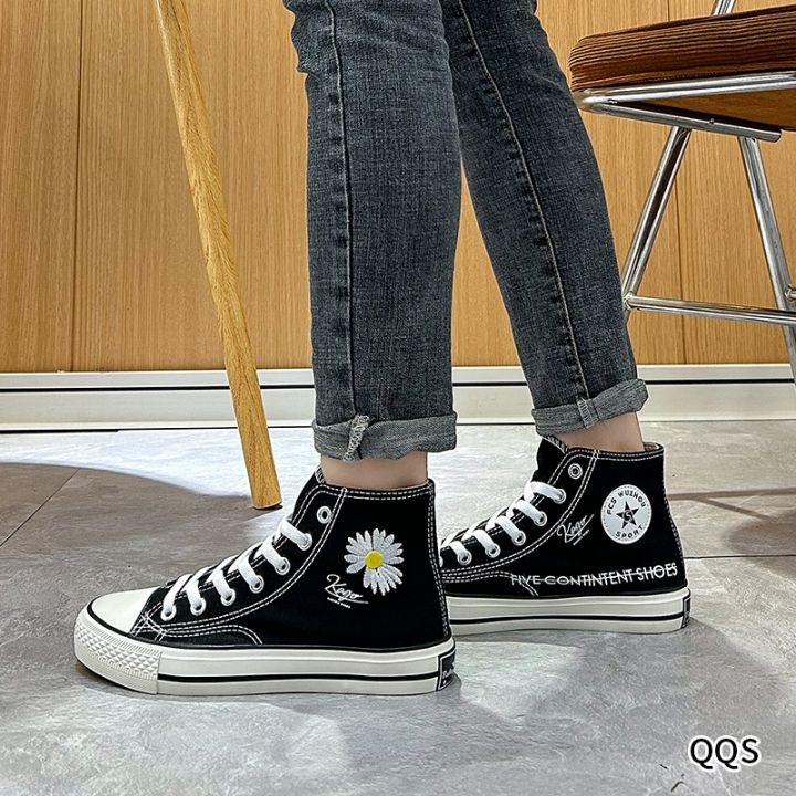 QQS Conversee Flower Design All Star High Cut Canvas Shoes for