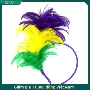 QK FA ✨ Đầy Màu sắc Mardi Gras lông Headband flapper headpiece dành cho người lớn bên trang phục phụ kiện tóc