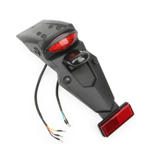 Motorcycle Rear Fender Mudguard With LED Tail Light Reflective Sign Brake Stop Taillight Replacement Universal For 12V Motocross