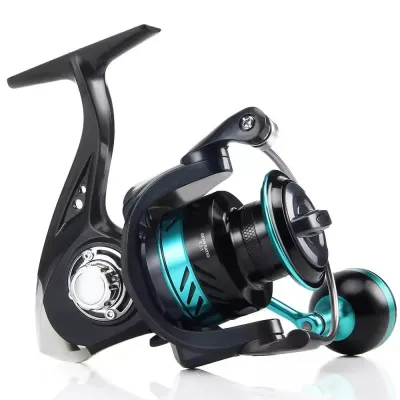 Metal Spinning Reel Black Fishing Rod Set M Medium Spinning Reel Rod 1.6-2.1M 2-Section Fishing Rod