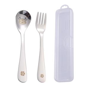 Muỗng em bé & Bộ nĩa với hộp lưu trữ không gỉ muỗng ăn trẻ em dụng cụ nhà bếp trẻ mới biết đi tiện ích Bộ dao nĩa bằng thép không gỉ