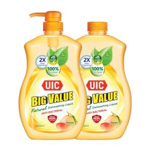 UIC Big Value Dishwashing Liquid Twin Pack 2x1L - Natural Anti Bacterial