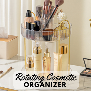 Rotating Cosmetic Organizer 2 Layer Make Up Perfume Display Rack Space Saver Multifunctional Storage