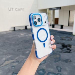 Luxury Transparent for Magsafe Case For iPhone 17 Pro Max Air 16 15 14 Plus13 12 11 Colorful Border Shockproof Cover